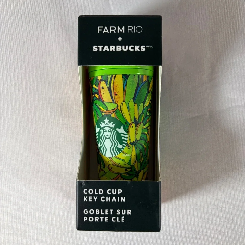 Farm Rio‎ Starbucks Cold Cup Keychain Tropical Banana Print 011167123 New